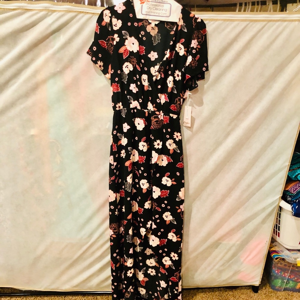 Floral hi lo romper maxi dress with shorts